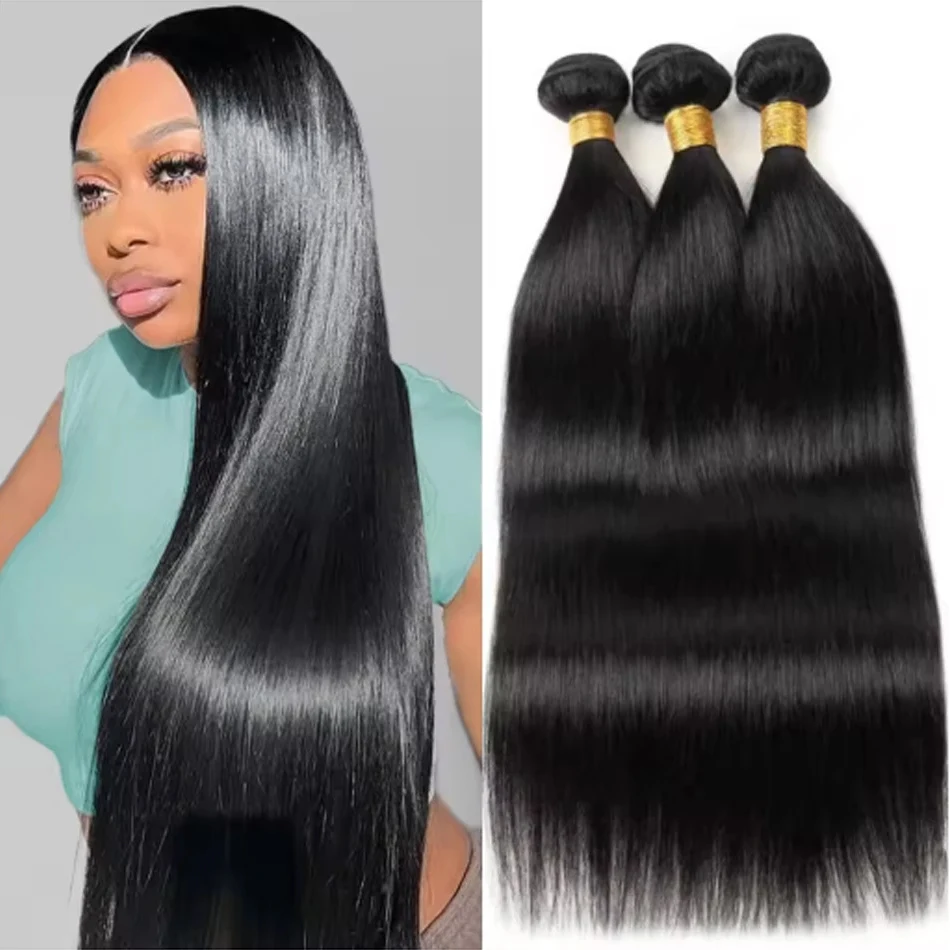 

Прямые пучки человеческих волос, необработанные, 15А, малазийские, Remy, 100% наращивание человеческих волос, натуральный черный, 8-30 дюймов, 1/3/4 пучка, предложение