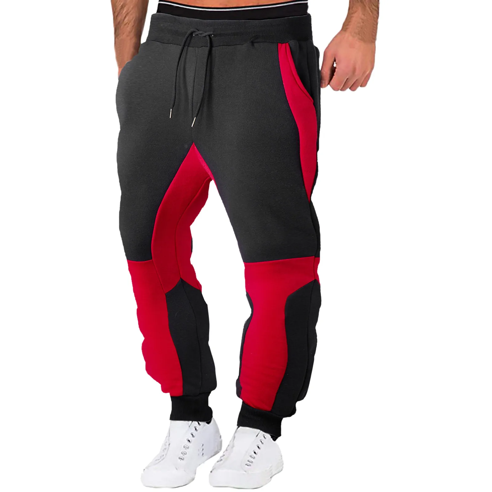 

Mens Autumn And Winter High Street Fashion Leisure Loose Sports Running Solid Color Lace Up Pants Sweater Pants Jogging Trousers