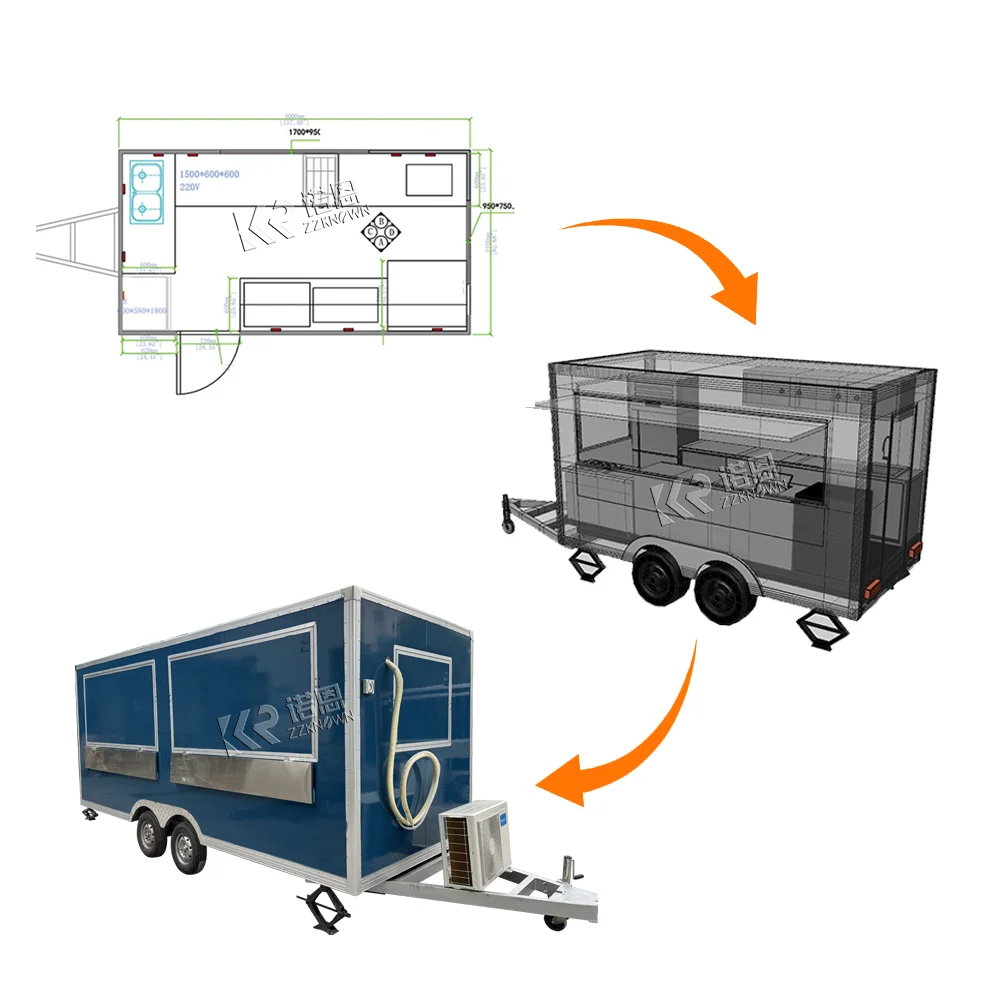 

Full Equipment Food Trucks Coffee Cart Mobile Restaurant Bbq Customized Food Truck Trailer