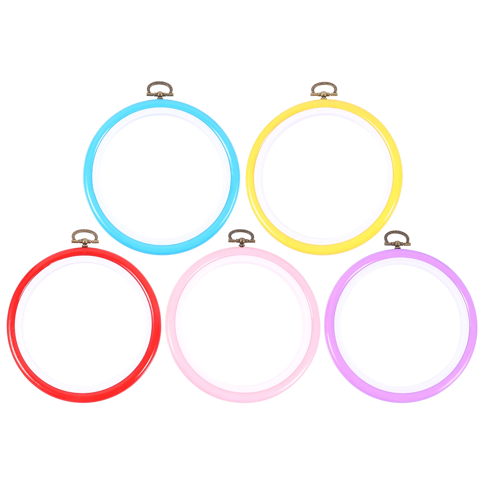 

5pcs 17cm Round Embroidery Hoops Plastic Cross Stitch Rings Smooth Surface DIY Craft Supplies For Embroidery Quilting