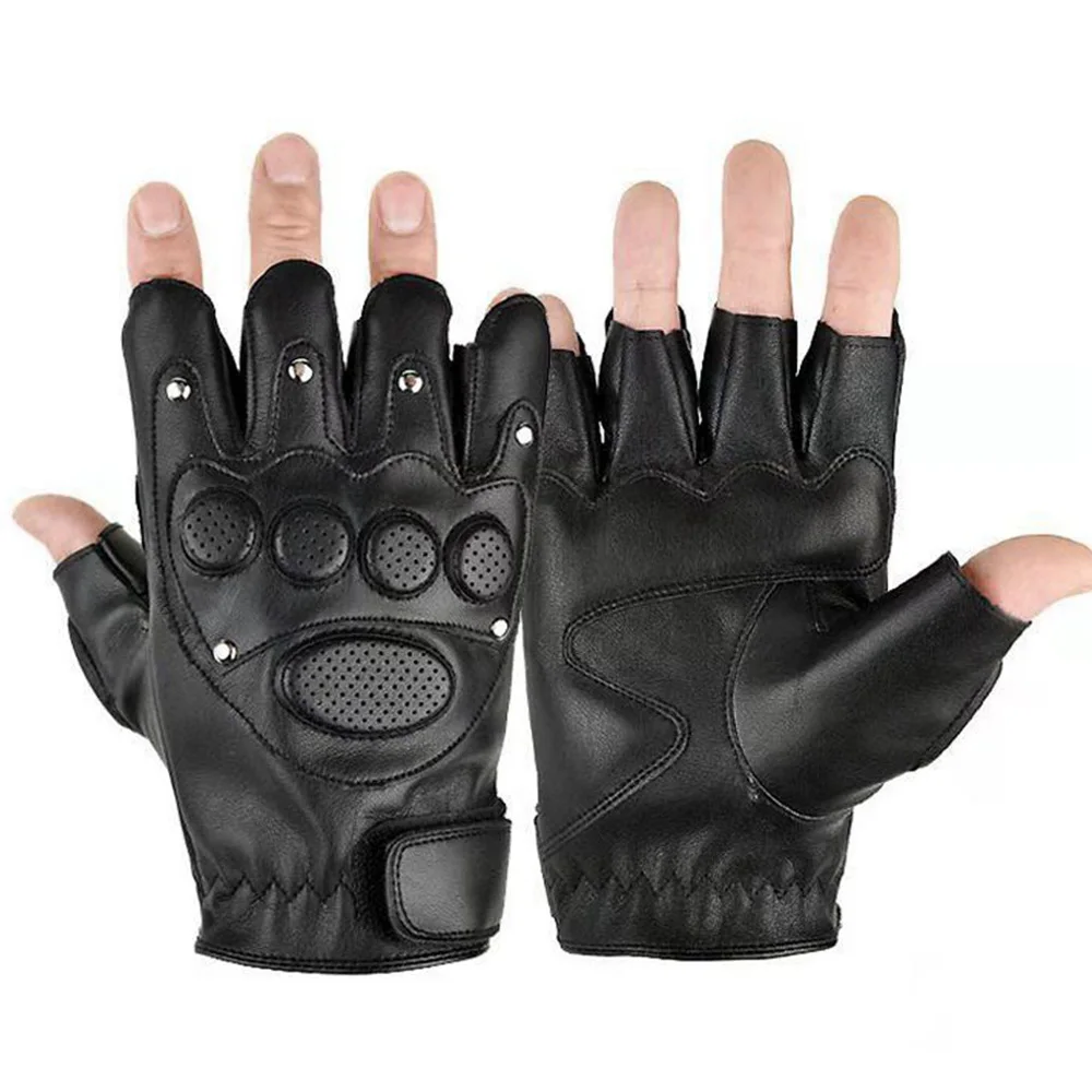 Fingerless Gloves Driving Gloves Leather Outdoor Sport Half Finger Glove for Men Women Cycling Hiking Fishing Moto Glove W26