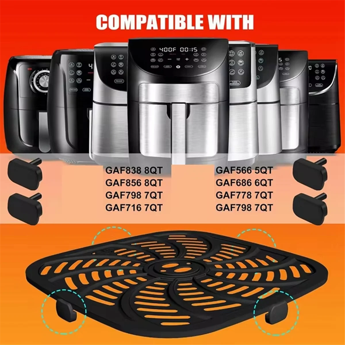 Air Fryer for GAF856 GAF566 Air Fryer Oven Etc, 12PCS Silicone Air Fryer Replacement Accessories Tabs