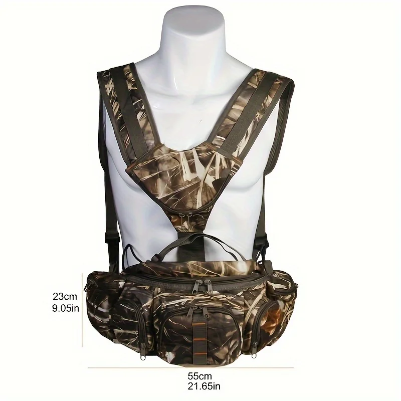 Outdoor camouflage waist bag, sports bag, wear-resistant double shoulder camouflage backpack, velvet tactical bag