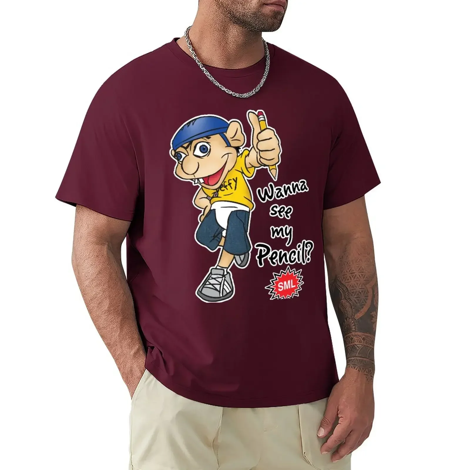 Jeffy Wanna See My Pencil? - summer clothes graphics aesthetic clothes t shirt men Funny SML Character T-Shirt