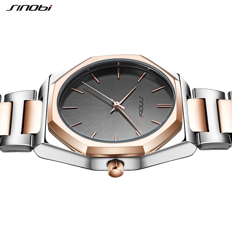 SINOBI Top Luxury Men\'s Rose Golden Watches Fashion Business Man\'s Quartz Wristwatches Original Stainless Steel Montre Homme