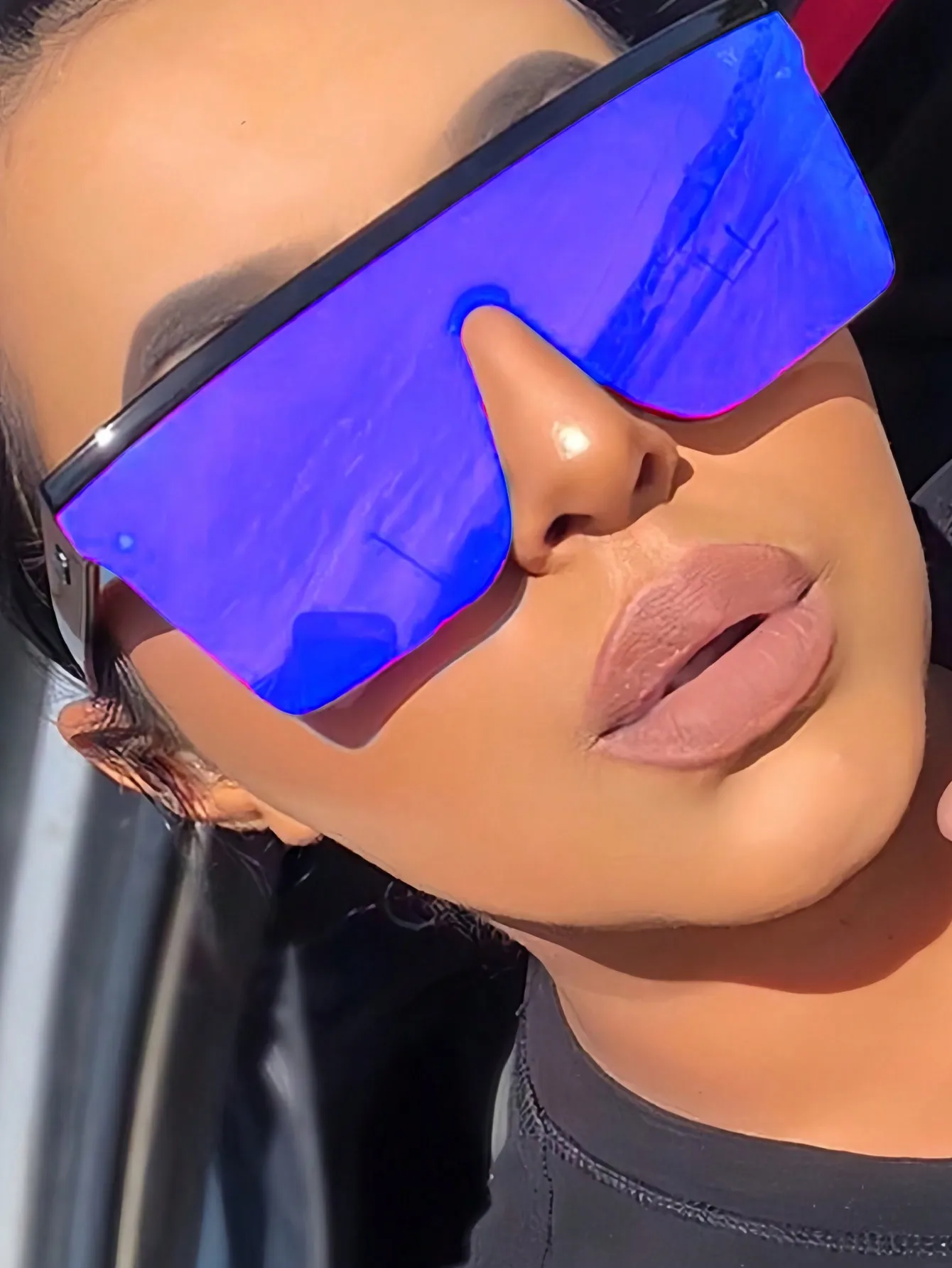 Neue Trend-Sonnenbrille mit dickem Rahmen – Persönliche Oversize-Brille für Damen und Herren im Export-Design – Detail 1