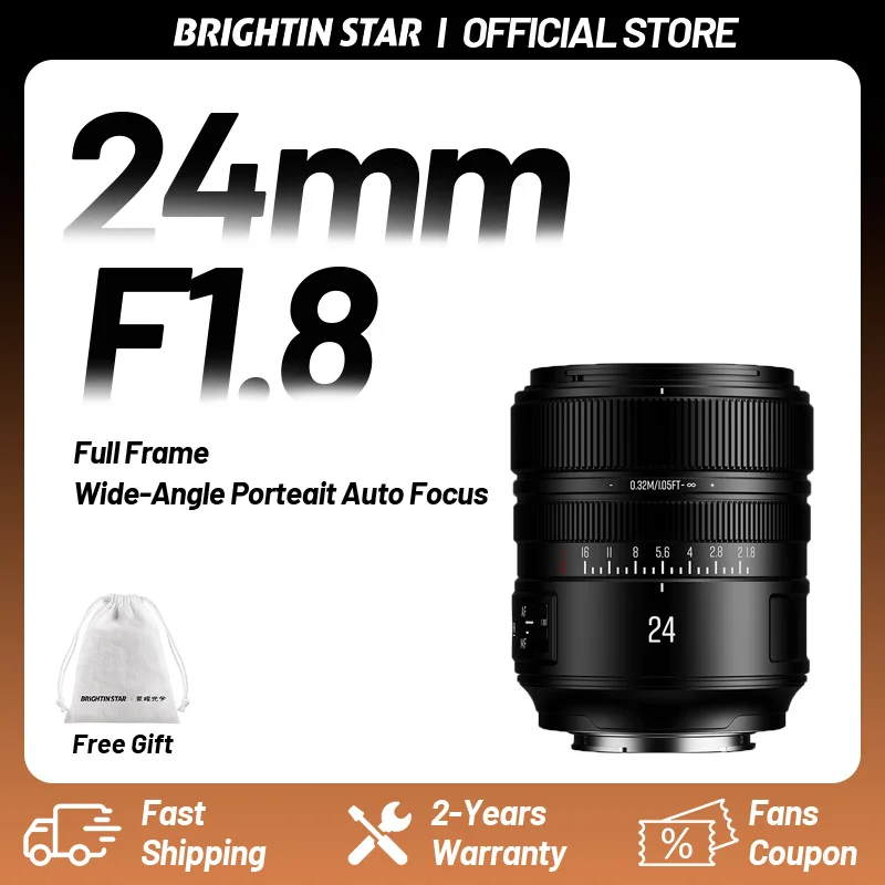 Brightin Star AF 24mm F1.8 Full Frame Auto focus Wide Angle Microless Camera Lens for Sony E FE Nikon Z A7R A7MIV A7C ZF Z6 Z7