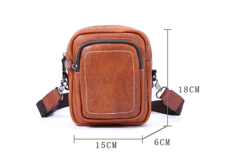 Mini bolso cruzado de cuero genuino ligero para hombres, bolso de hombro pequeño, bolso de teléfono de cuero de vaca de lujo informal simple, uso diario al aire libre, fin de semana