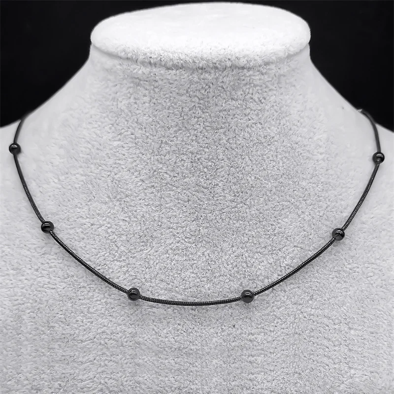 Länge 60 cm Kugelperlenkette Halskette für Damen Herren Edelstahl Gold Silber Schwarz Farbe Modeschmuck Accessoires Herstellung – Detail 13