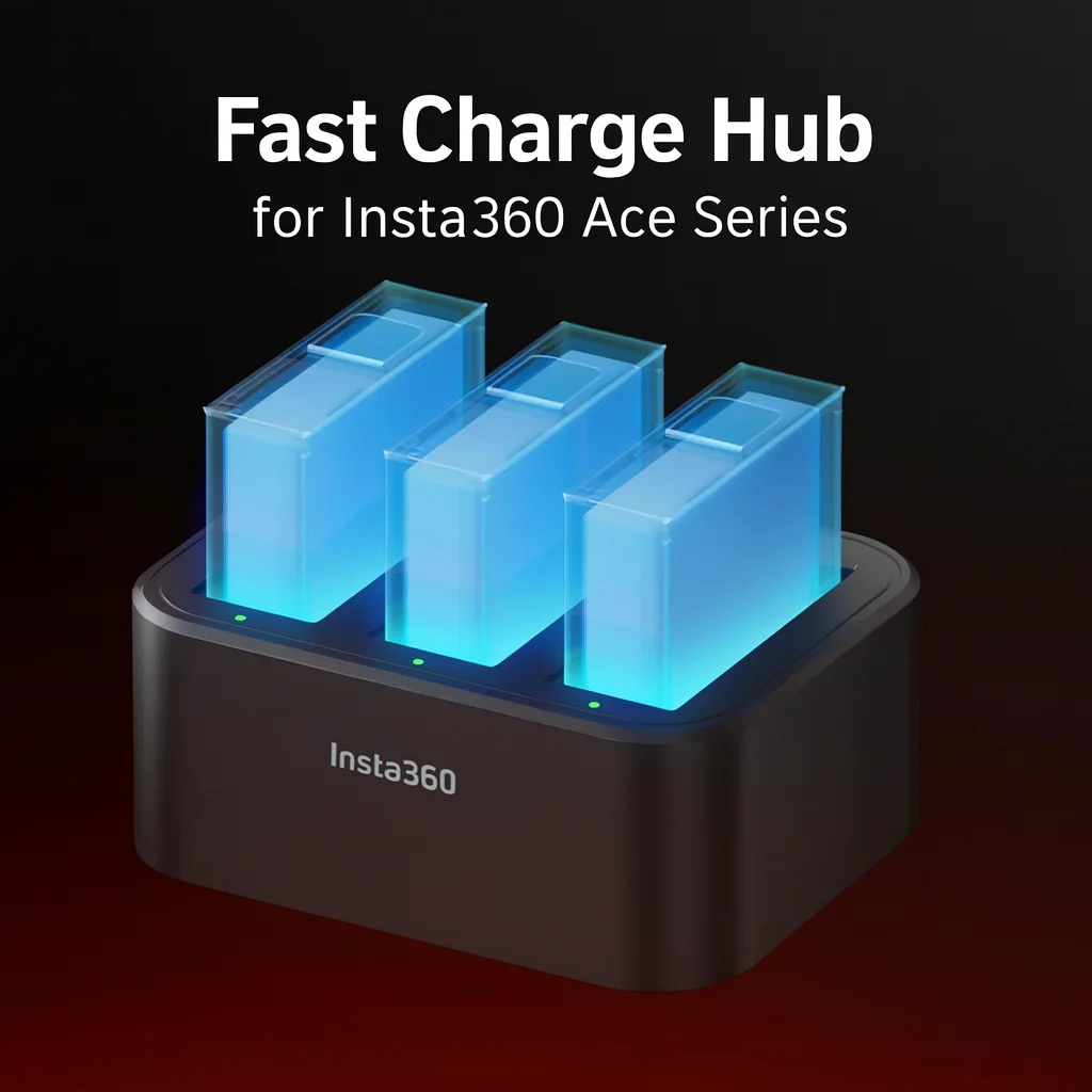 Triple Battery Fast Charge Hub For Insta360 Ace Pro 2/Ace Pro/Ace - OLED Screen, Smart Protection Charger