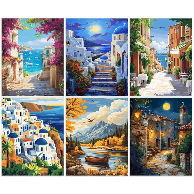 

GATYZTORY Acrylic Paint By Numbers For Adults Seaside Scenery Drawing Picture With Numbers Diy Set Wall Art Home Decor