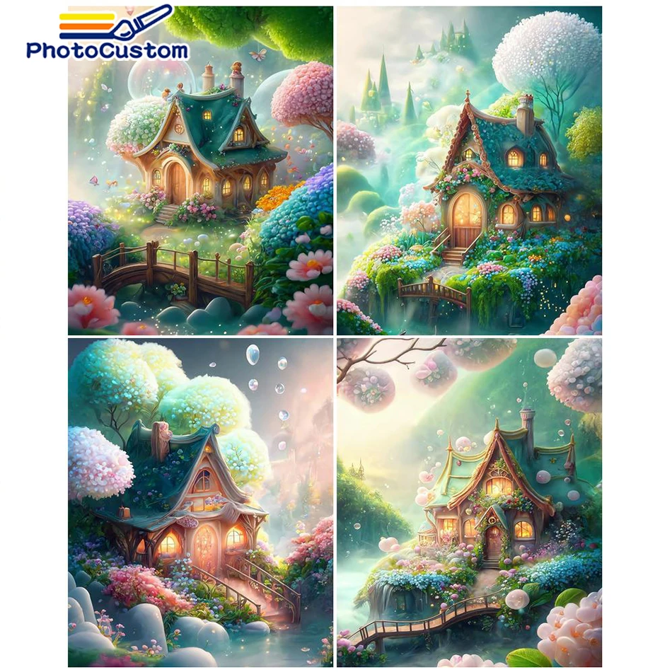 

PhotoCustom Painting By Number HandPainted Scenery DIY Gift Kit Drawing On Canvas Oil Painting Picture Wall Art Home Decoration