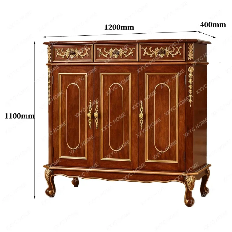 

Y New Chinese Style Entrance Living Room Solid Wood Drawer 1.2m Retro Three-Door Shoe Cabinet