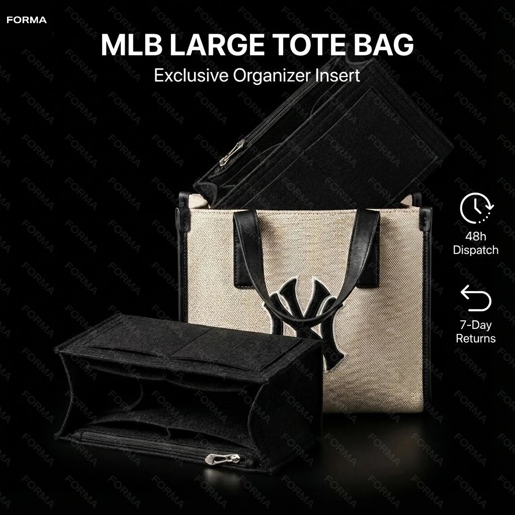 

Felt Bag Organizer Insert Fits Square Canvas Tote Handbag Shaper Liner with Zipper Multi Pocket Divider Purse Storage for MLB