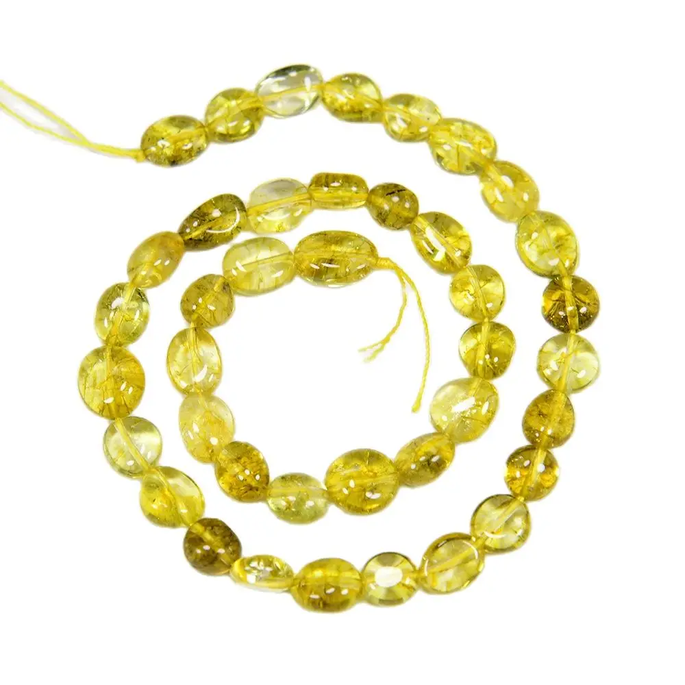 

APDGG 5 Strands Natural Yellow Quartz Crystal Smooth Nugget Freeform Oval Loose Beads 15.5" Strand Jewelry Making DIY