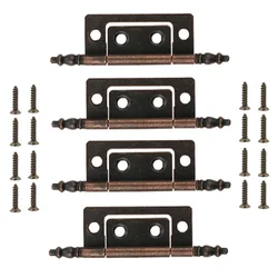 4Pcs 83*24mm Antique Bronze Crown Head Hinges 6 Holes Jewelry Gift Box Decorative Hinge for Cabinet Furniture Fittings w/ Screws