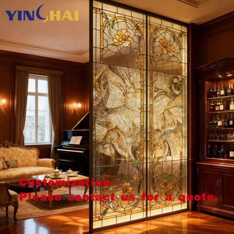 custom.Modern Luxury Art Deco Divider Gold Glass and Stainless Steel Partition Wall Divider Living Room Divider