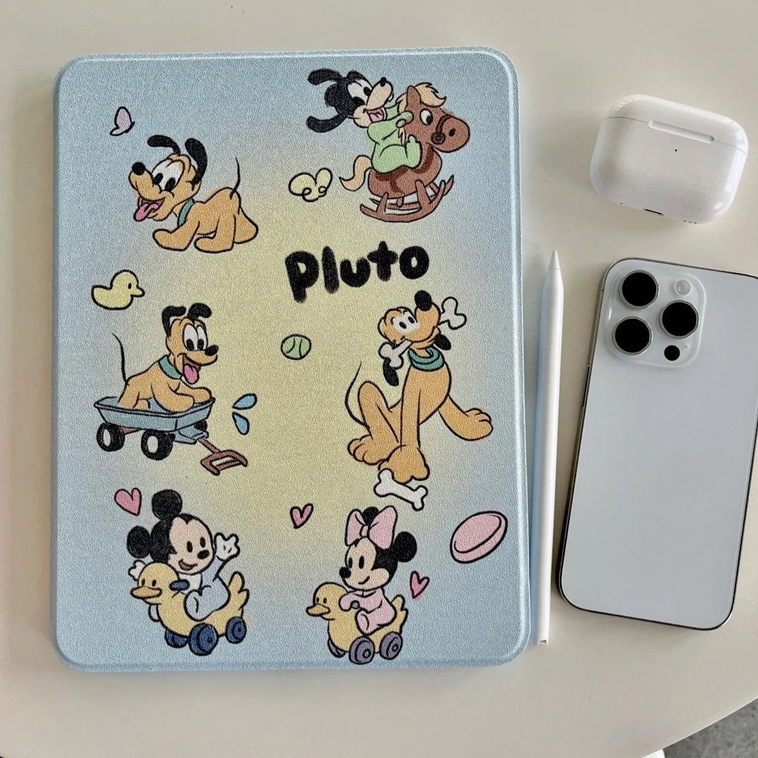 For iPad 10th Generation 2022 Disney Mickey Case with Pencil Holder 360 Rotation Smart Leather Cover iPad 9 8th 7th 10.2 Air 5 4