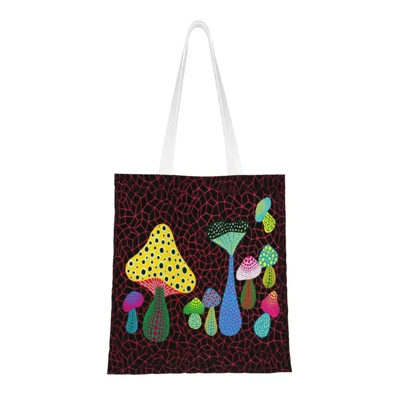 

Funny Yayoi Kusama Mold Art Shopping Tote Bag Recycling Groceries Canvas Shopper Shoulder Bag