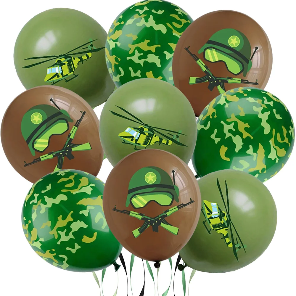 

15 Pcs 12inch Army Balloons Camo Army Green Latex Balloons Military Theme Adult Veteran Soldier Military Birthday Party Decor
