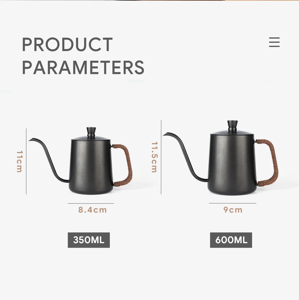 Stainless Coffee Pot/Coffee Pour Over 350/ 600ml Kettle wit Anti-scald Rope Premium Pour Over Kettle Stovetop Coffee Drip Kettle