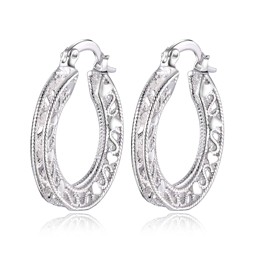 Orecchini a cuore intagliati rotondi Vintage in argento Sterling 925 per le donne regali di natale gioielli di marche di matrimoni per feste di alta qualità