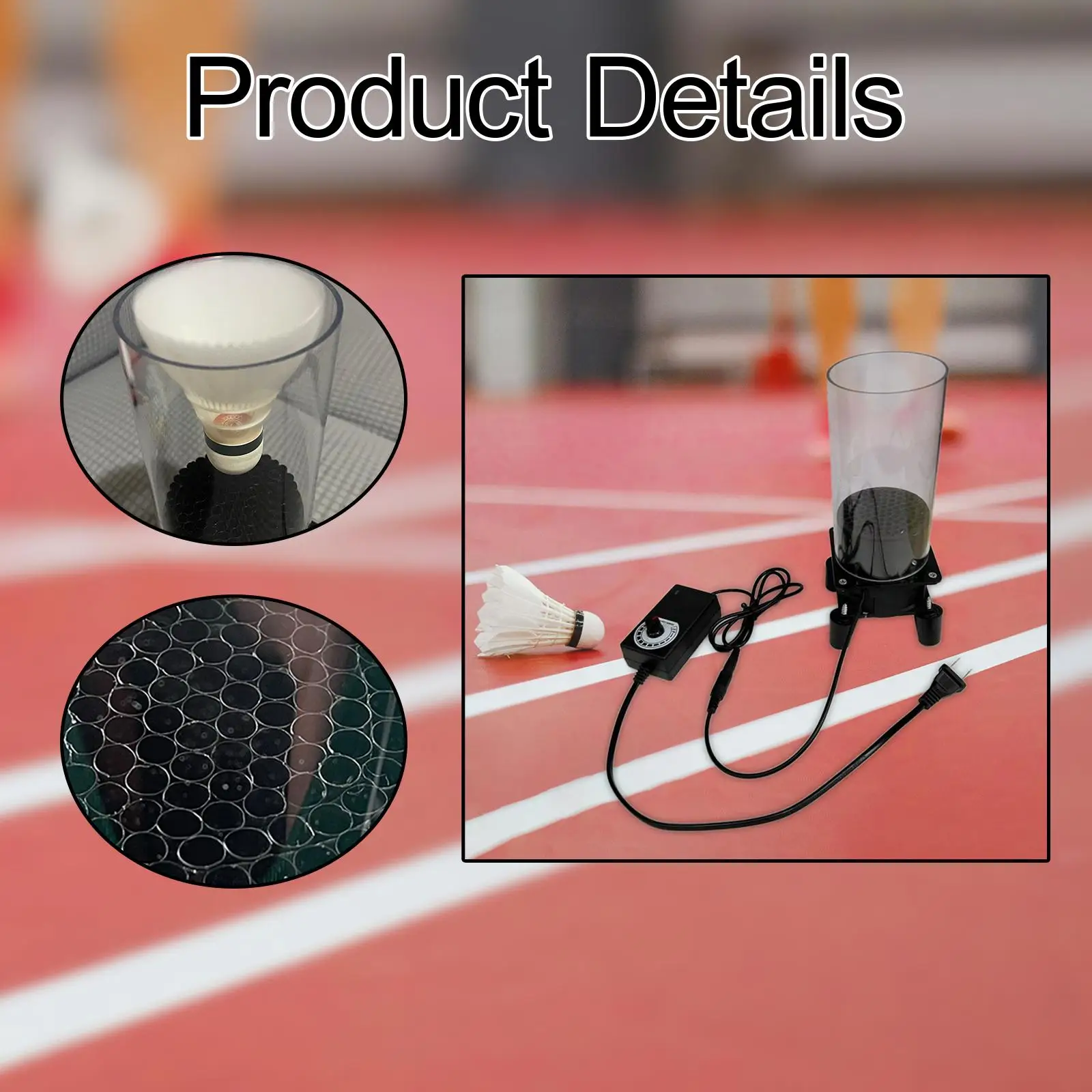 

Shuttlecock Fly Stability Testing Device Black ABS Material Badminton Repair Machine Equipment for Sports Supplies