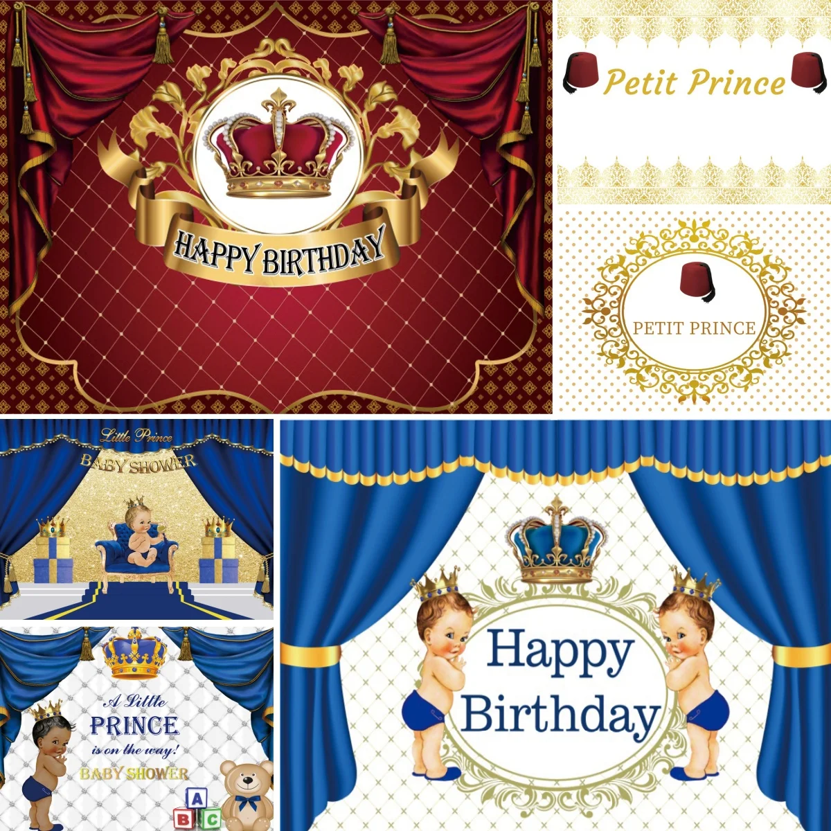 Petit Prince Mabrouk Tahara Hat Photography Backdrop Gold Old Vintage Pattern Baby Shower Child Birthday Party Photo Background