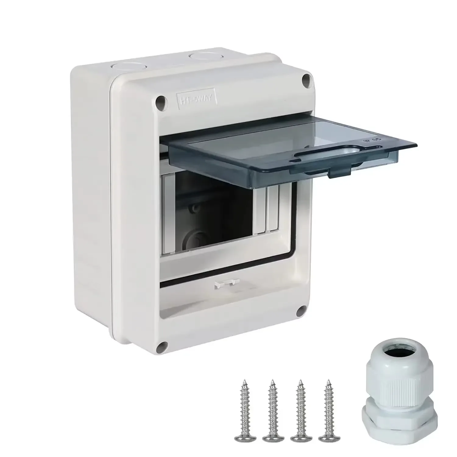 PC Plastic IP65 Waterproof Fuse Boxes with Terminal DIN Rail Distribution Box HT Series Junction Box 3/5/8/12/18WAY for Outdoor