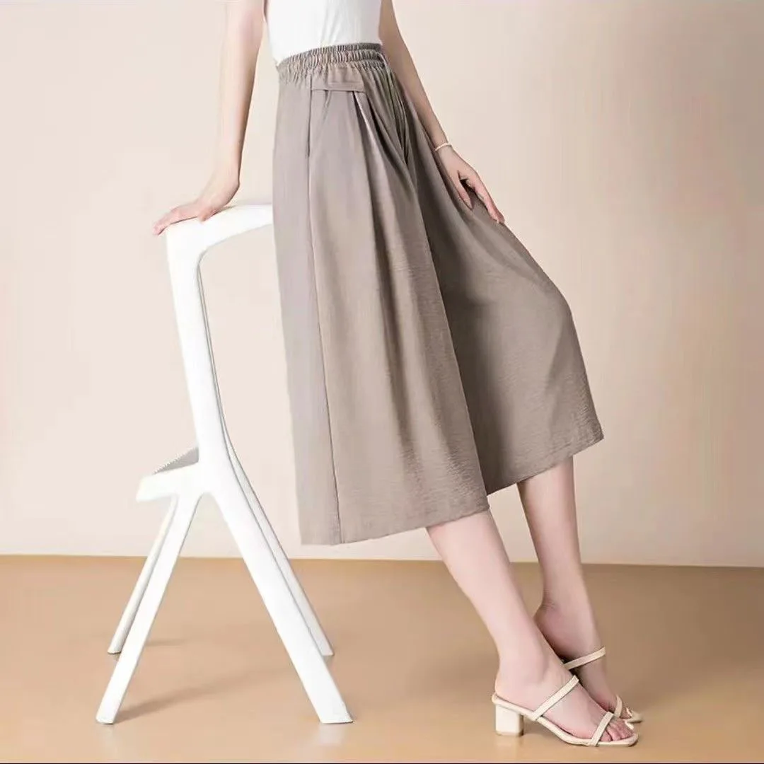

Summer 2026 Women's Loose Wide Leg Pants High Waist Straight Cut Casual Trousers Skirt Pants Seven-Foot Long Comfortable Cool...