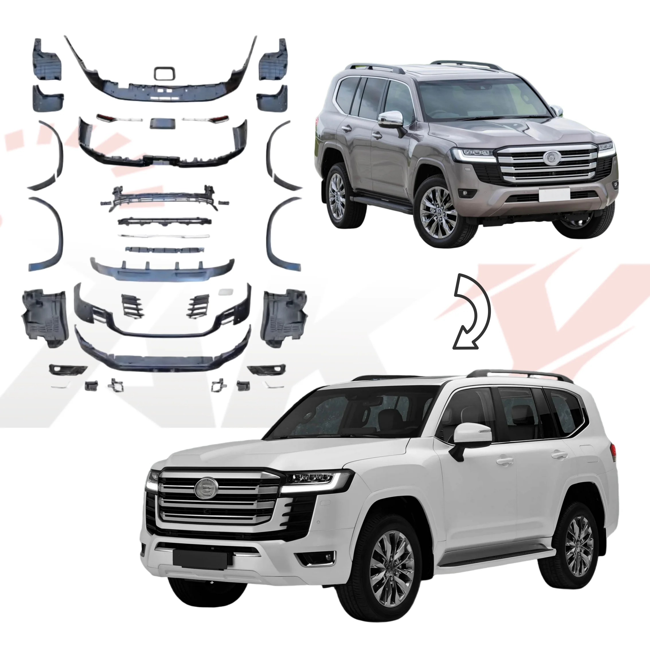 

Discount Price Bodykit for To-yo-ta Land Cruiser Lc300 Upgrade to OE Style 2025+ Bumper Grille Wheel Eyebrows 100% Fitment