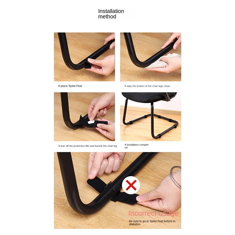 AA49 24X Cuscinetti in feltro per gambe di sedie da ufficio Coperture Elementi di fissaggio antiscivolo con gancio e anello Protezioni per cuscinetti avvolgenti per piedi di sedie