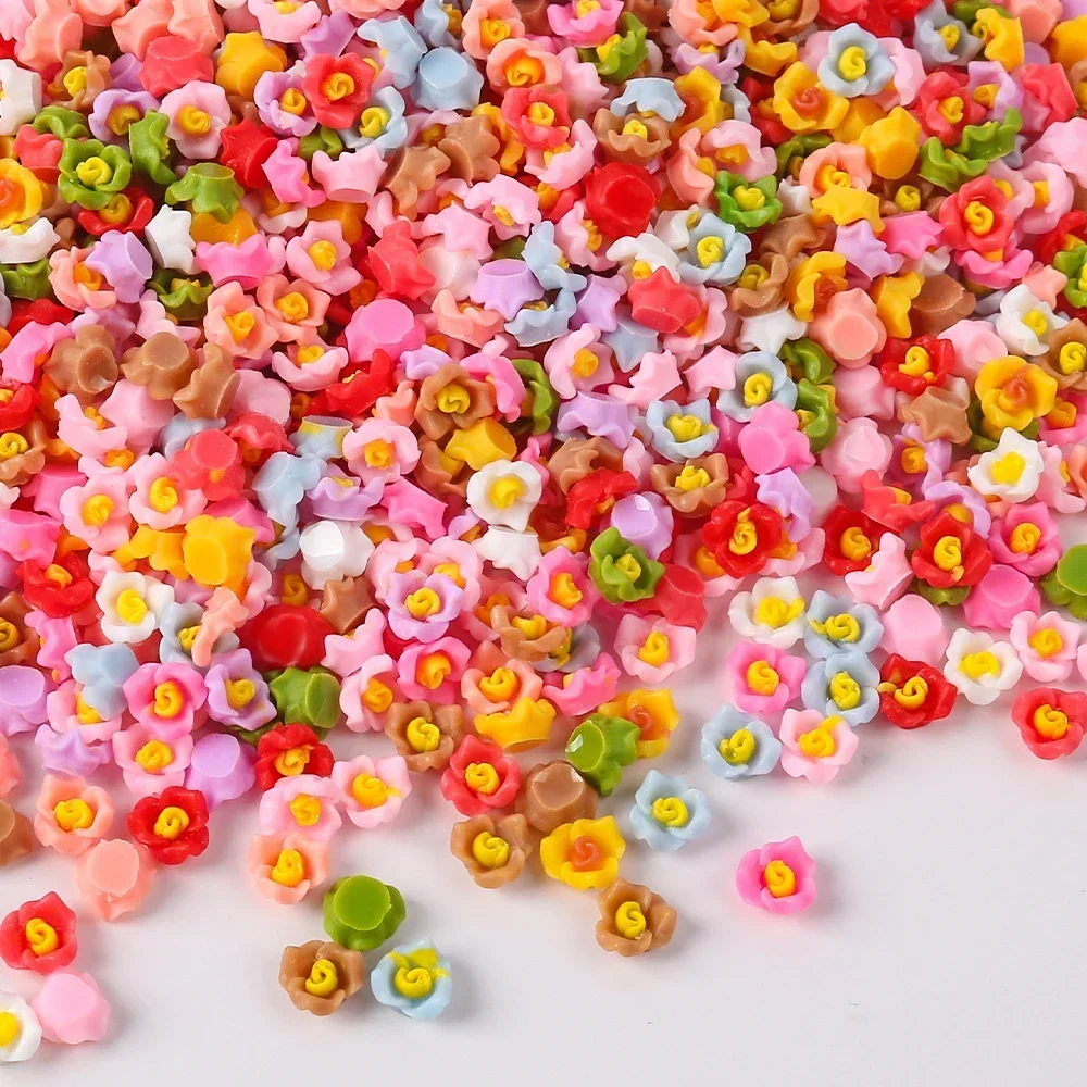 100pcs 3D Resin Multicolor Mixed Rose Flower Nail Art Charms Colorful Exquisite Petal Nail Decorations DIY Jewelry Accessories