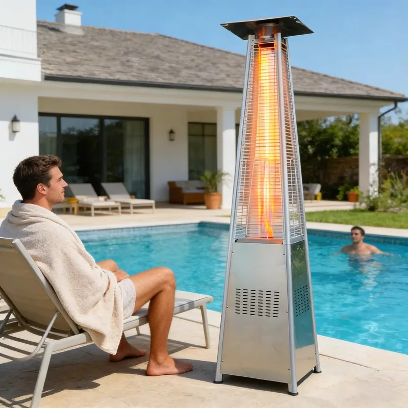 

【Best-selling】Sliver Tower Pyramidal Electric Outdoor Heater Modern Flame Patio Camping For Outdoor Spaces