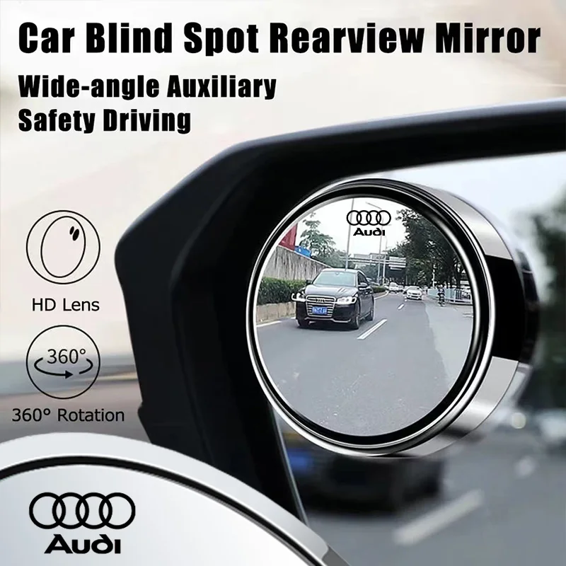 Car Blind Spot Rear View Mirror Wide Angle Adjustable Small Round Mirror For Audi S Line RS quattro A5 C6 C5 A1 A7 Q2 Q3 TT B5