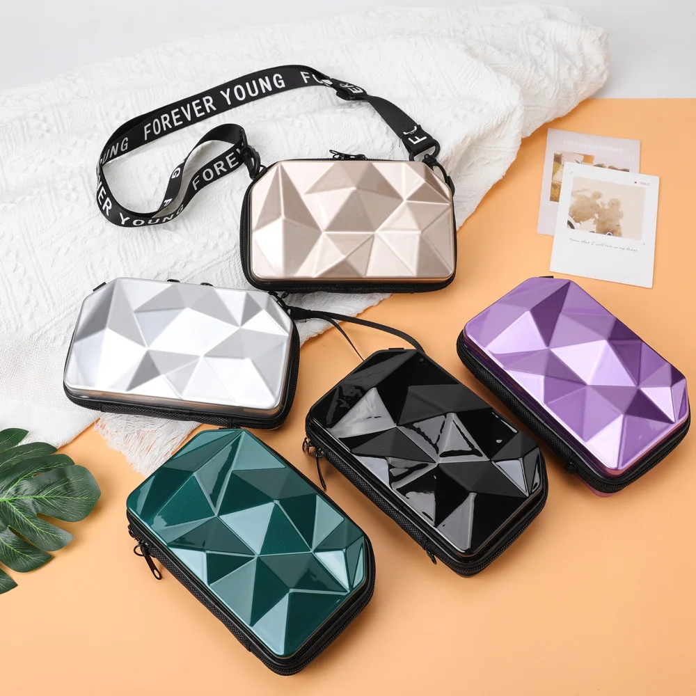 Mini Suitcase Crossbody Bag Women Clutch Small Pvc Shoulder Bag Suitcase Shape Mini Luggage Bag Makeup Women Clutch Box Organize