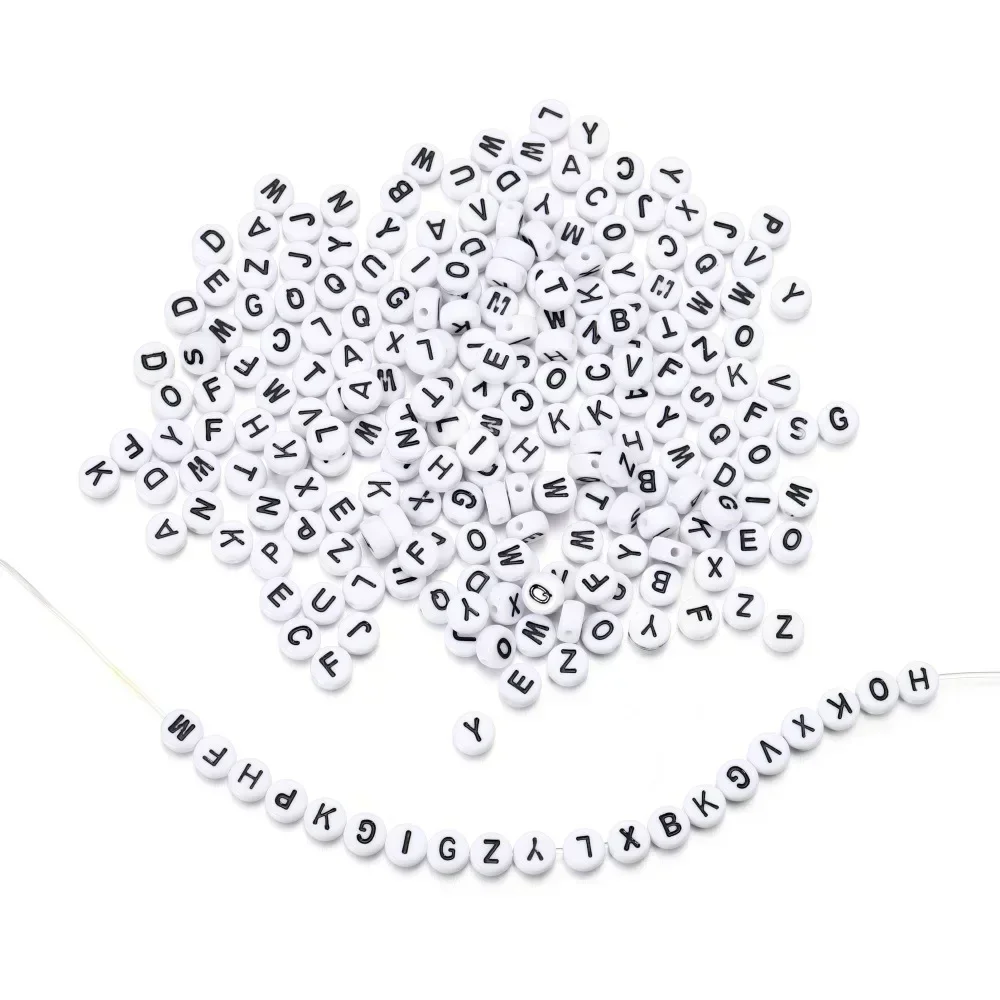 100/200/300/500Pcs Acrylic Mixed Letter Beads Round Flat Loose Spacer Beads For Jewelry Making Handmade Diy Bracelet Necklace image 5