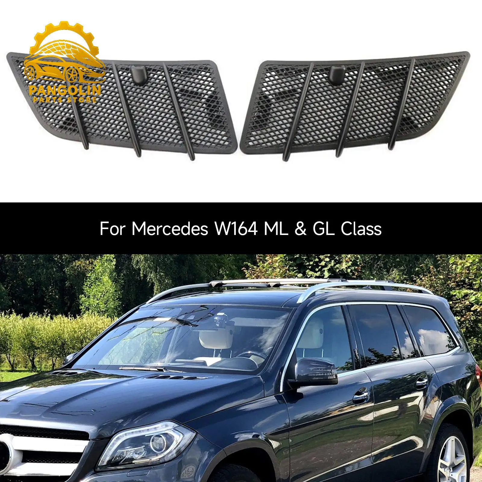 

PANGOLIN 2PCS Hood Air Vent Grille Cover For Mercedes W164 ML GL Class 2008-2011 1648804305 1648804405 Direct Replacement