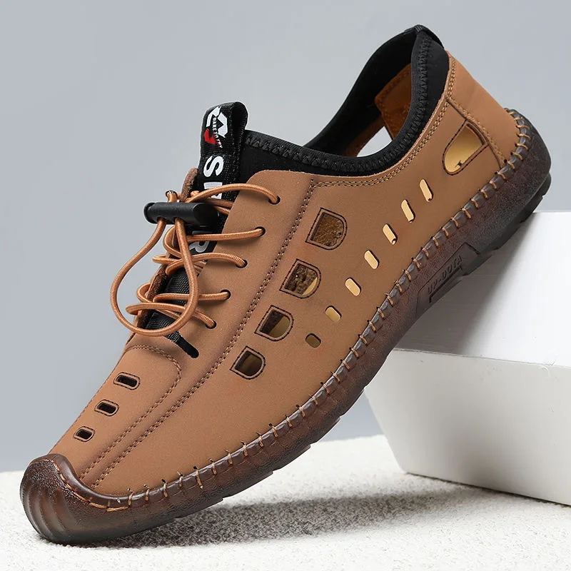 

Men's Hollow Out Loafers, Summer Breathable Slip-On Clog Shoes, Wear-Resistant Soft Sole Casual Men's Shoes-8333