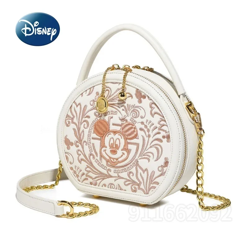 Disney Mickey Original New Women's Handbag Round Cartoon Cute Women's Shoulder Messenger Bag Fashion Embroidery Women's Bag