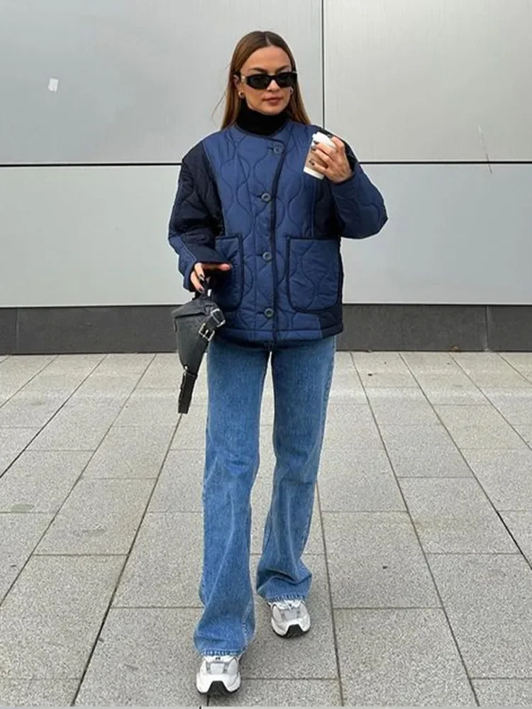 Veste à boutonnage simple à manches longues pour femmes, manteau monochrome pour femmes, col rond, rue haute, mode décontractée, automne, hiver, 2024