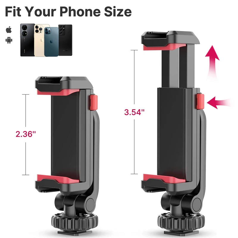 Ulanzi ST-06S Universal 360° Mobile Phone Clip Holder for 1/4 Screw Tripod  Mount Adapter For Samsung iPhone Xiaomi Cellphone