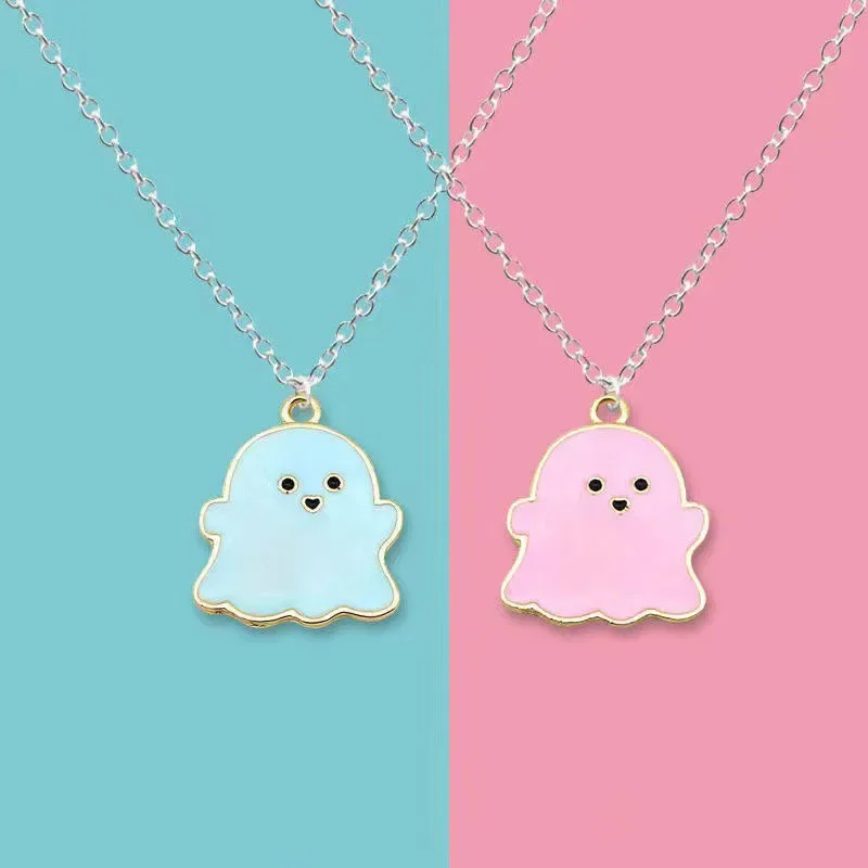 Best Friend Cute Cartoon Devil Ghost Friendship Couple Pendant Necklaces Fashion Men Women Necklaces Kids Halloween Jewelry Gift