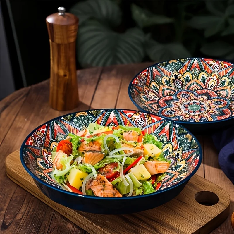 

Bohemian Ceramic Plate High Value Cross Border New Home Dish Under Glaze Deep Dinner Plate