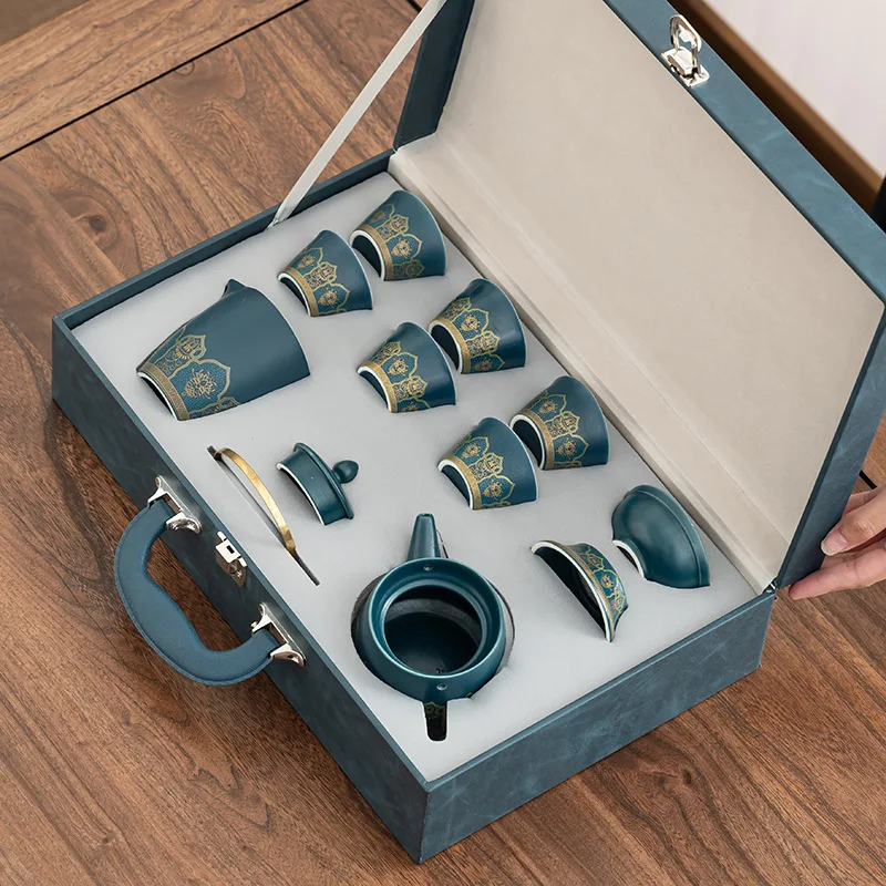 

Kung Fu tea set household ceramic merchandise tea pot tea cup gift box