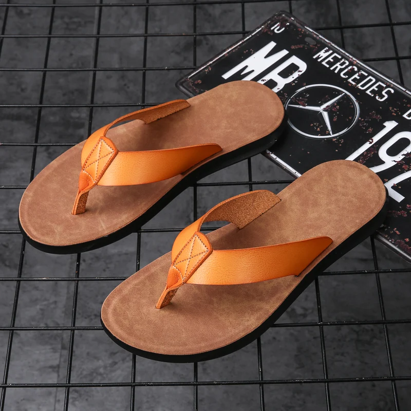 Simple Casual Flip Flops for Men Comfy Beach Sandals Summer Non-Slip Flats Indoor Outdoor Male Slippers Quick Dry Men's Slides