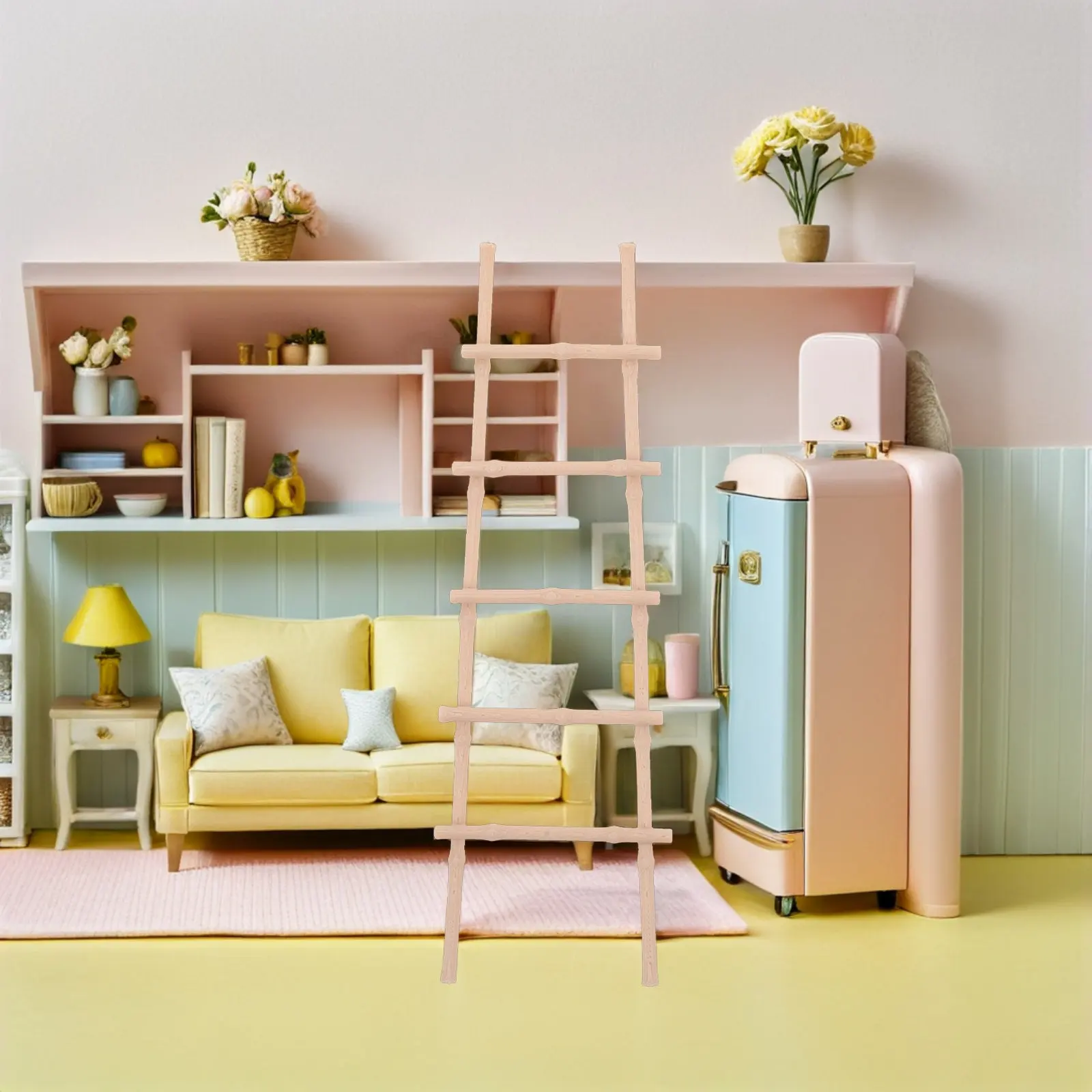 4Pcs Miniature Ladder Prop Detailed Realistic Small Step Ladder for Dollhouse Scene Decoration Mini Furniture DIY Landscape