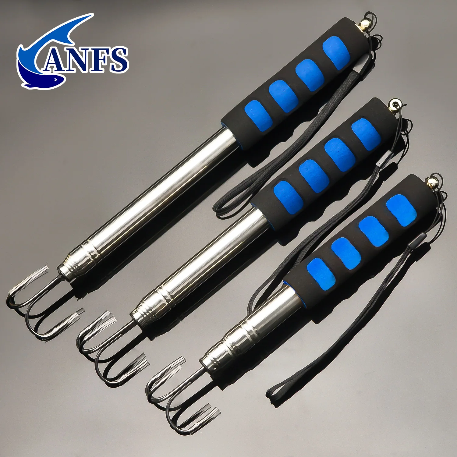 ANFS 1 قطعة غاف صيد تلسكوبي مع خطاف ثلاثي من الفولاذ المقاوم للصدأ ومقبض EVA - مناسب لصيد الأسماك في المياه العذبة والمياه المالحة #2