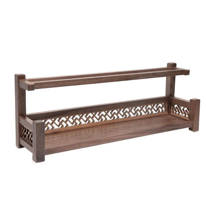 

DSA wholesale black walnut household teacup rack tea room living room teacup storage rack new Chinese retro cup rack