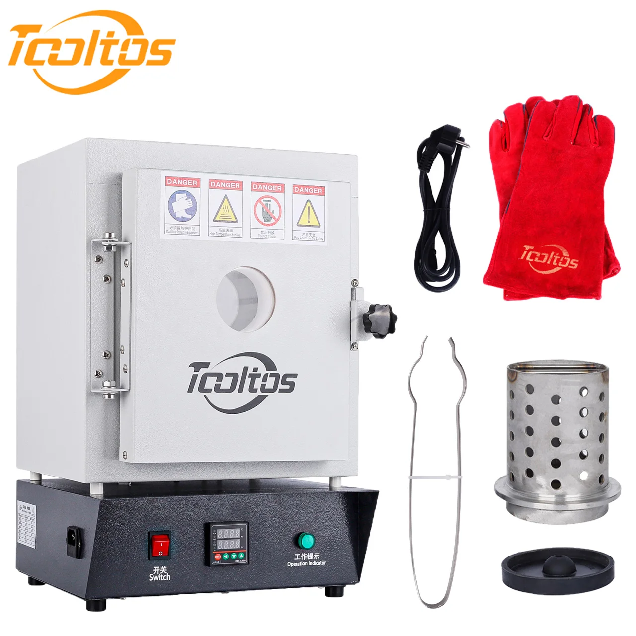 TOOLTOS 1500W 1150°C Jewelry Casting Muffle Furnace Electric High Temp Control With View Window & Steel Bell